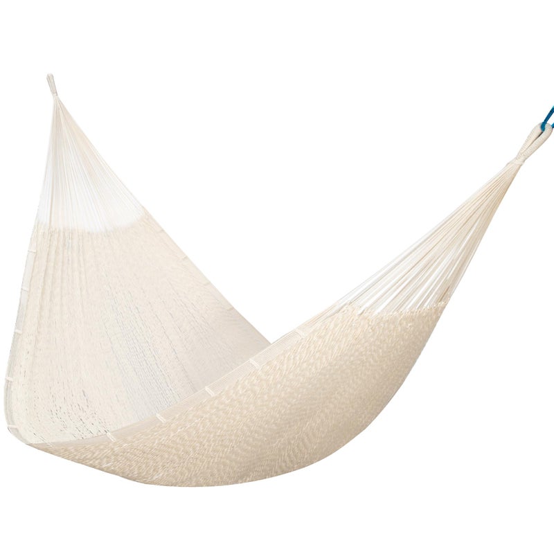 PNAEUT Handwoven Mayan Hammocks, Double Rope Hammock for Outdoor Outside & Indoor, Thick Soft 600 lbs Capacity Heavy-Duty, Includes Tree Straps, Carabiners & Carrying Bag (Nature, X-Large) - Image 1