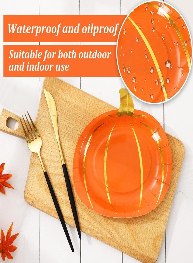 Whaline أطباق ورقية ذهبية من واهلين 40 قطعة على شكل قرع، أطباق قابلة للتصرف بألوان نيون 4، أدوات مائدة لاحتفالات الخريف وعيد الشكر، زينة للطاولة، 7.5 × 7.3 إنش - Image 3