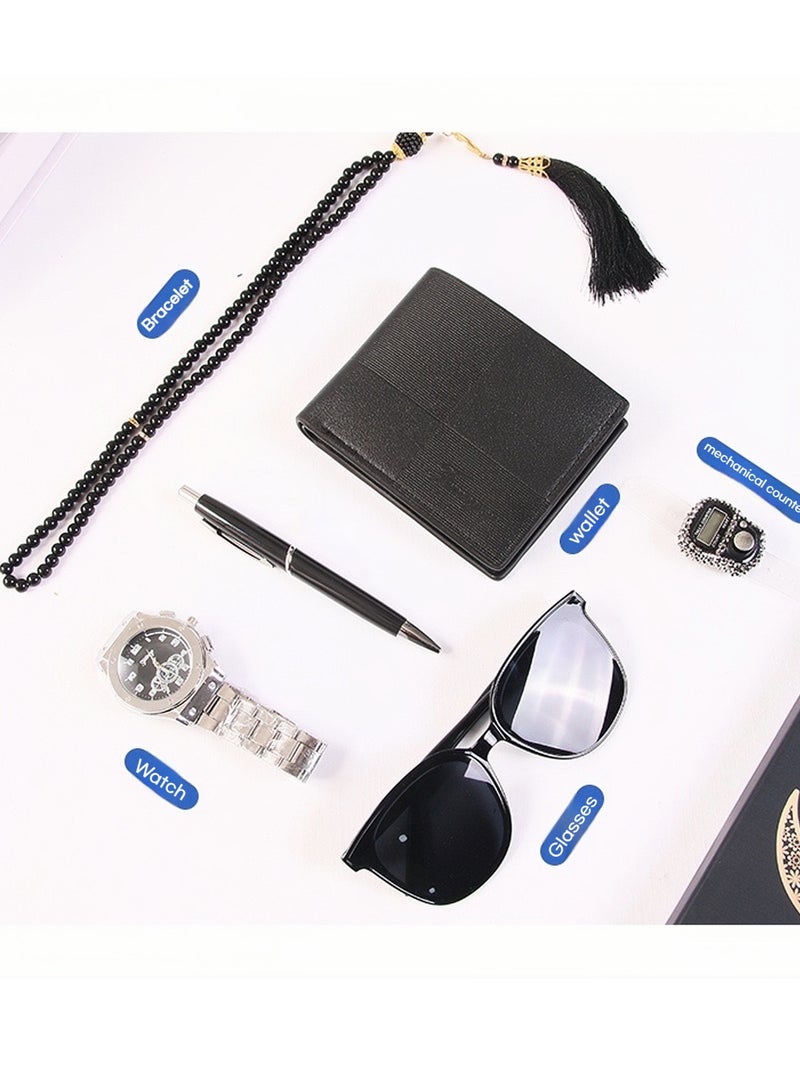 فيساليا هدايا رجالية - مجموعة هدايا رجالية من ٦ قطع لعيد الميلاد وهدايا للأصدقاء، تشمل ساعة رجالية، نظارات شمس، محفظة، سوار، قلم - مثالية ليوم الأب والهدايا التجارية والعطلات - Image 3