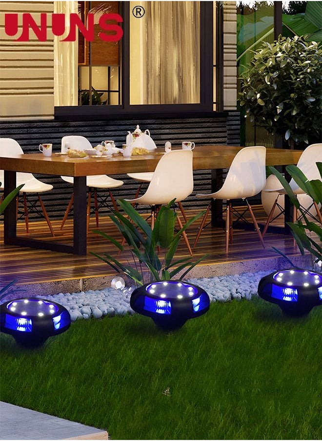 UNUNS LED Solar Ground Lights,4-Piece Waterproof Solar Garden Lights With 8 Main LEDs 4 Side LEDs,Solar Lights For Landscape Garden Yard  - Image 5