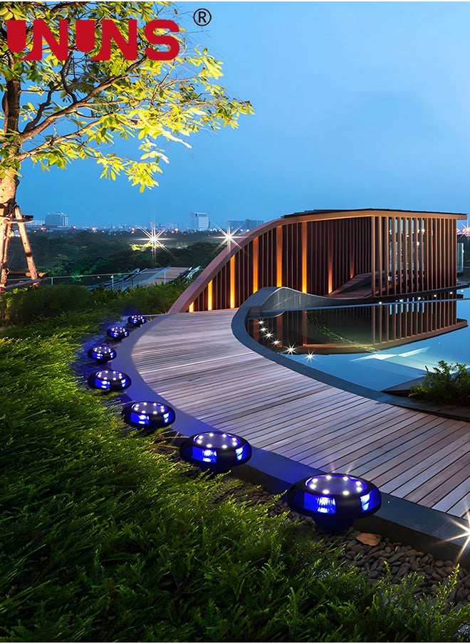 UNUNS LED Solar Ground Lights,4-Piece Waterproof Solar Garden Lights With 8 Main LEDs 4 Side LEDs,Solar Lights For Landscape Garden Yard  - Image 1