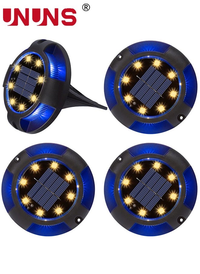 UNUNS LED Solar Ground Lights,4-Piece Waterproof Solar Garden Lights With 8 Main LEDs 4 Side LEDs,Solar Lights For Landscape Garden Yard  - Image 4
