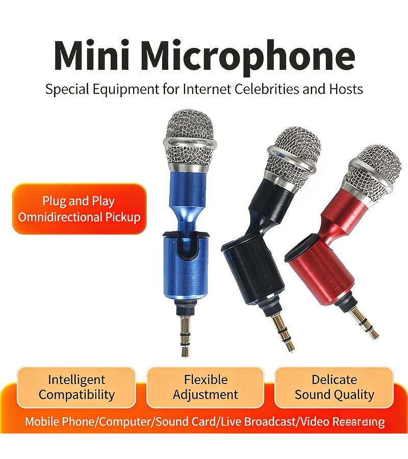 Red Tri Pole Condenser Microphone For Computer Mobile Karaoke And Recording - Image 1