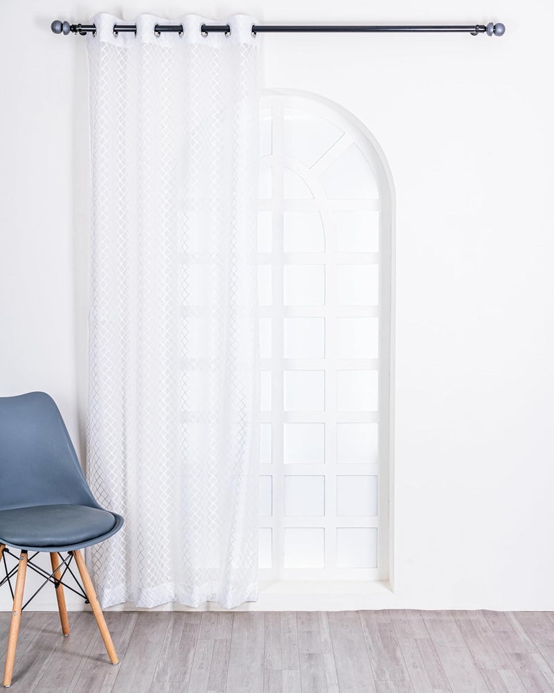 Parda Online Sheer Net Eyelet Wave Design White Window Curtain for Home 5Ft Pack of 2 - Image 3