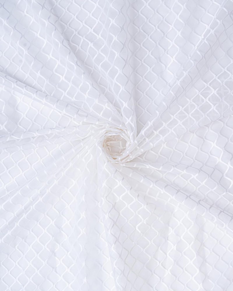 Parda Online Sheer Net Eyelet Wave Design White Window Curtain for Home 5Ft Pack of 2 - Image 4