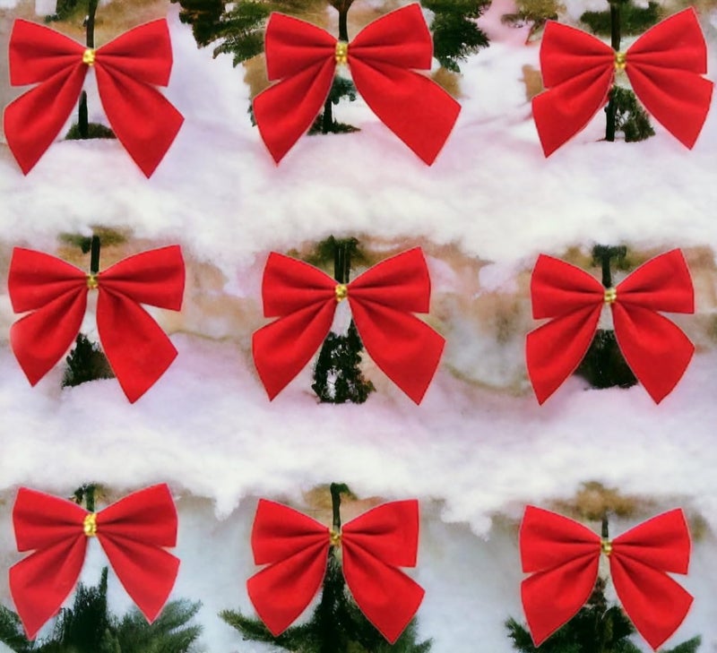 Evisha 3 Pcs Dual Shade Green Christmas Garland and 12 Red Tie Bow Xmas Christmas Tree Merry Christmas String Garlands Artificial Xmas Ornaments Wall Door Stairs Indoor Outdoor Decor - Image 5