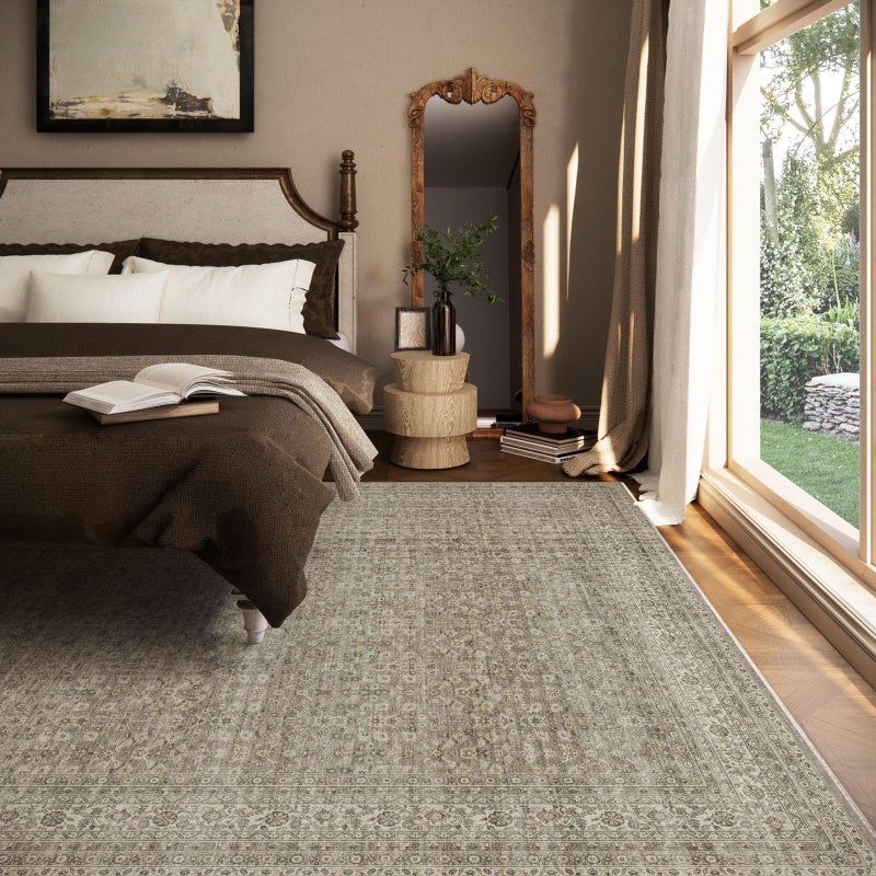 palohom Washable Area Rugs for Living Room: 6x9 Bedroom Area Rug Boho Vintage Rugs Stain Resistant Non Slip Low Pile Soft Lightweight Carpet for Kitchen Dining Room Farmhouse Nursery Kids Room - Image 3