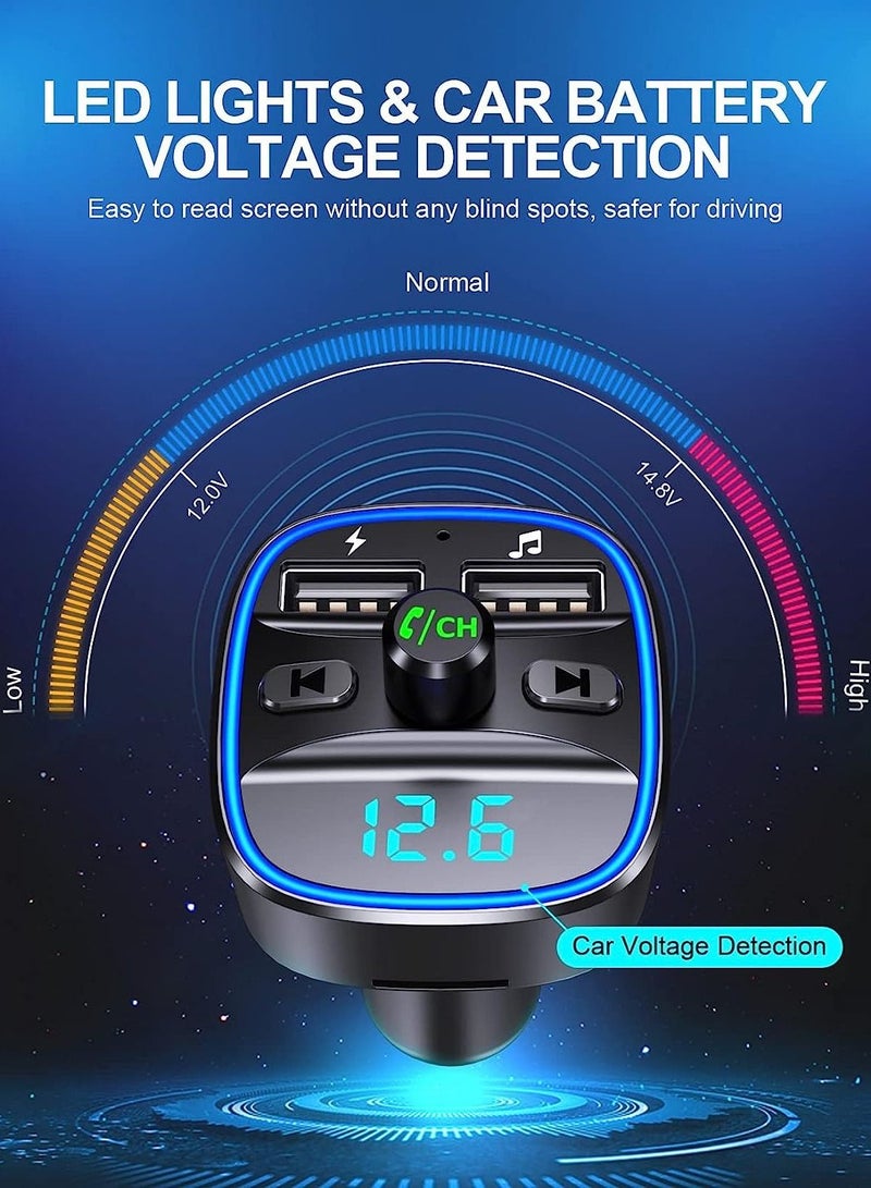 FM Transmitter, Bluetooth Music, Wireless Wireless Radio Adapter Car Kit with Dual USB Charging Car Charger MP3 Support U Disk/TF Card - Image 5