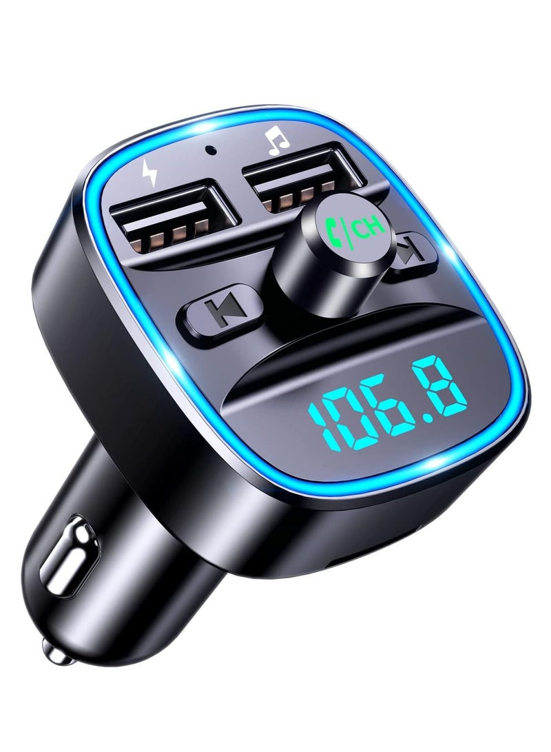 FM Transmitter, Bluetooth Music, Wireless Wireless Radio Adapter Car Kit with Dual USB Charging Car Charger MP3 Support U Disk/TF Card - Image 1