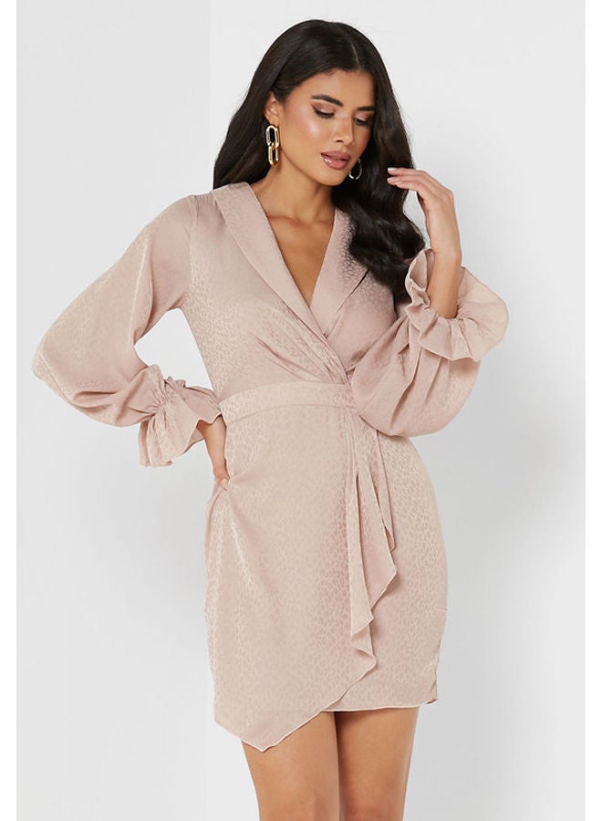 Little Mistress فستان بأكمام منفوخة وكشكشة - Image 1