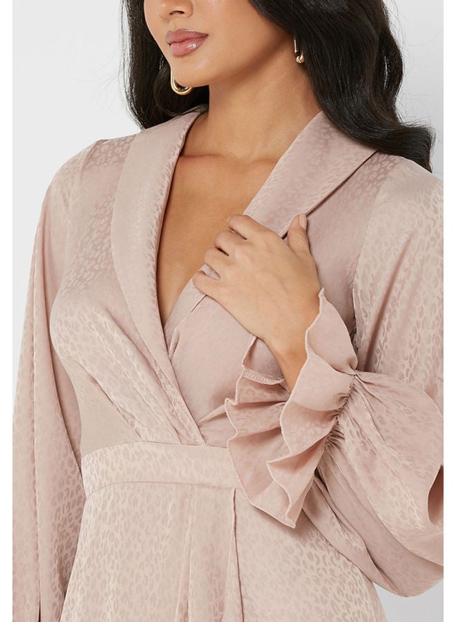 Little Mistress فستان بأكمام منفوخة وكشكشة - Image 3