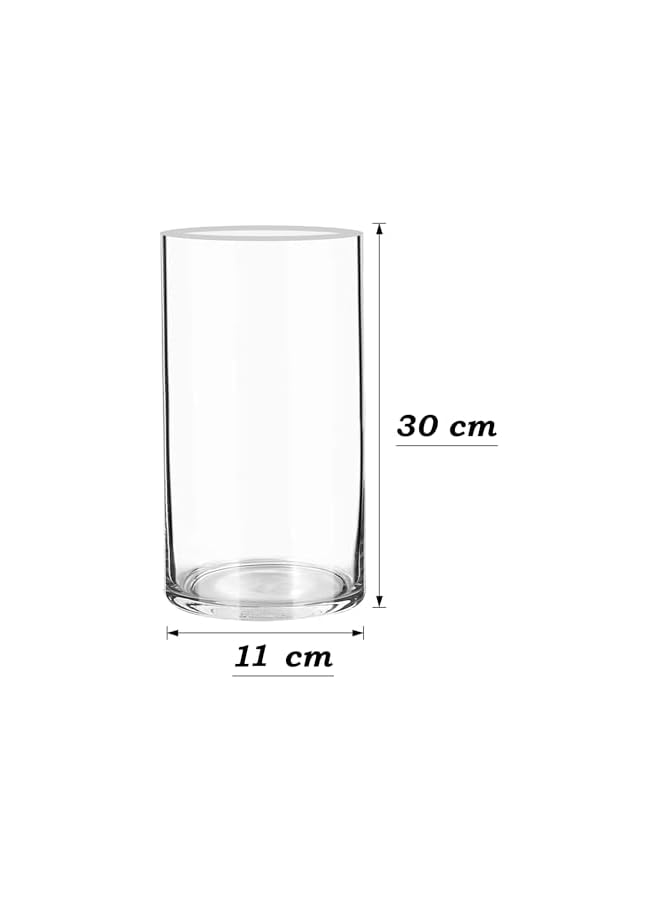 The Bros 2pcs Large Glass Flower Vase 30cm X 11cm Tall Glass Flower Vase Decorative Centrepiece For Home Office Living Room Bedroom Cylinder Shape Clear Glass Decoration Piece - Image 2