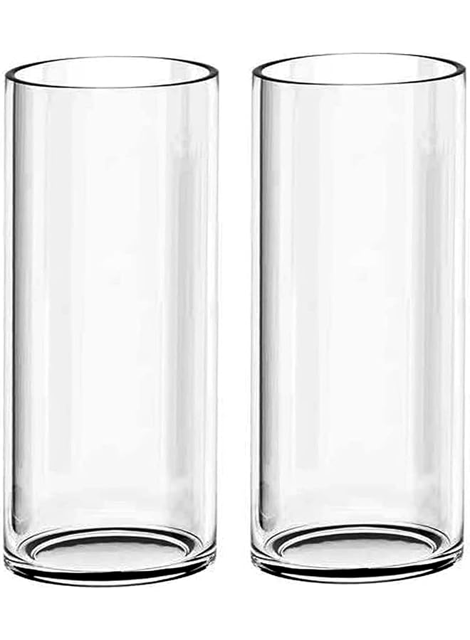 The Bros 2pcs Large Glass Flower Vase 30cm X 11cm Tall Glass Flower Vase Decorative Centrepiece For Home Office Living Room Bedroom Cylinder Shape Clear Glass Decoration Piece - Image 1