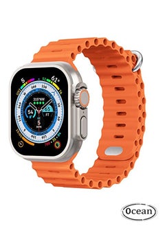 1 Piece Apple Watch Ocean Band 49mm 45mm 44mm 42mm Soft Silicone Loop Strap For IWatch Series Ultra/8/7/SE/6/5/4/3/2/1 Orange