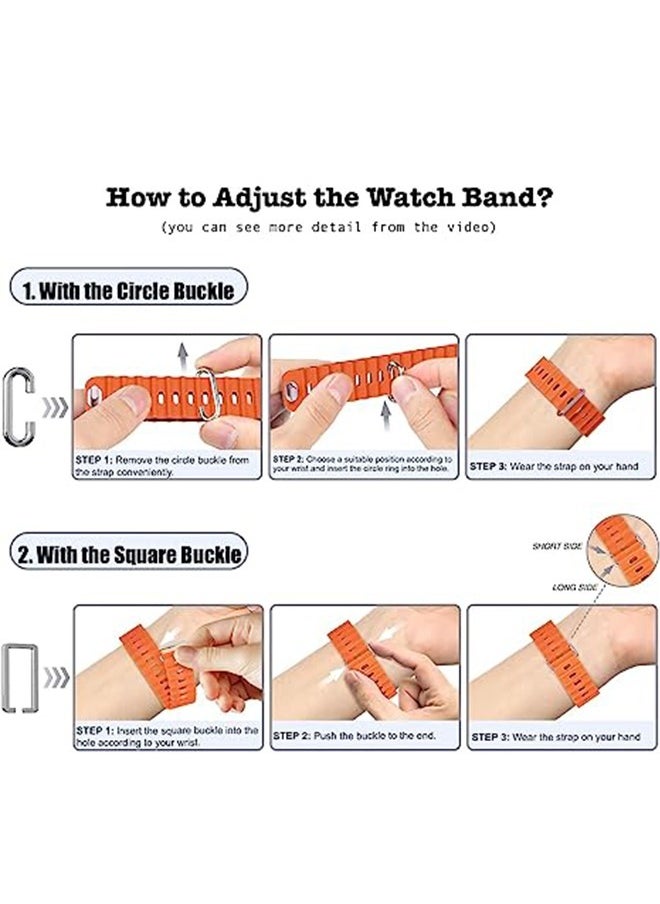 Ocean - 1 Piece Apple Watch Ocean Band 49mm 45mm 44mm 42mm Soft Silicone Loop Strap For IWatch Series Ultra/8/7/SE/6/5/4/3/2/1 Orange - Image 1