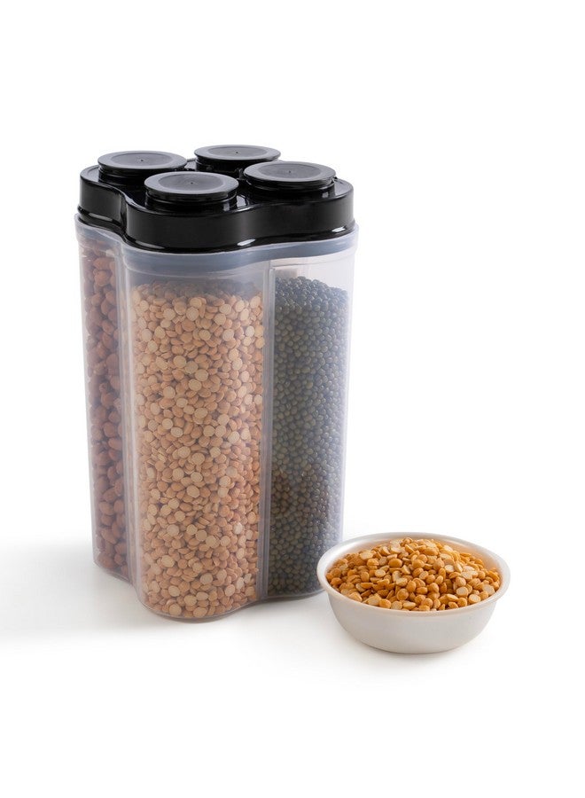 HomeWiz 4 Section Kitchen Storage Box | Fridge Storage Containers | Airtight, Durable, BPA-Free Plastic Container for Kitchen Storage | Organize Grains, Pulses, Snacks & Food in One Jar | (2500ml) - Image 1