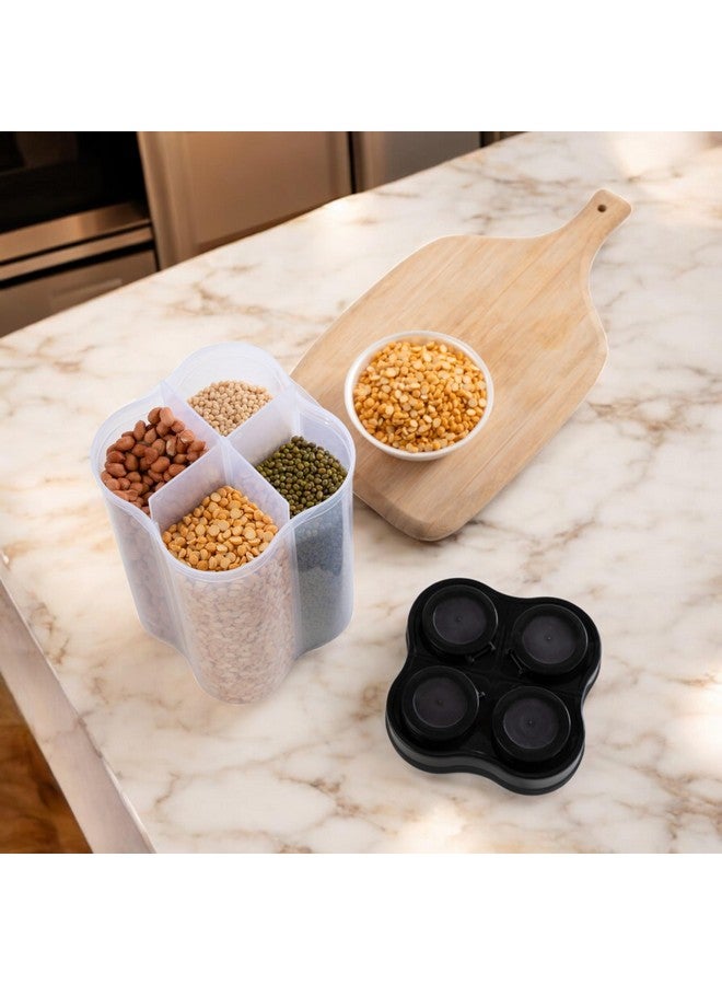 HomeWiz 4 Section Kitchen Storage Box | Fridge Storage Containers | Airtight, Durable, BPA-Free Plastic Container for Kitchen Storage | Organize Grains, Pulses, Snacks & Food in One Jar | (2500ml) - Image 4