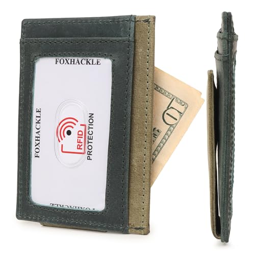 FOXHACKLE Slim Minimalist Leather Wallet with Magnetic Money Clip Front Pocket Credit Card Holder for Men and Women - Image 3