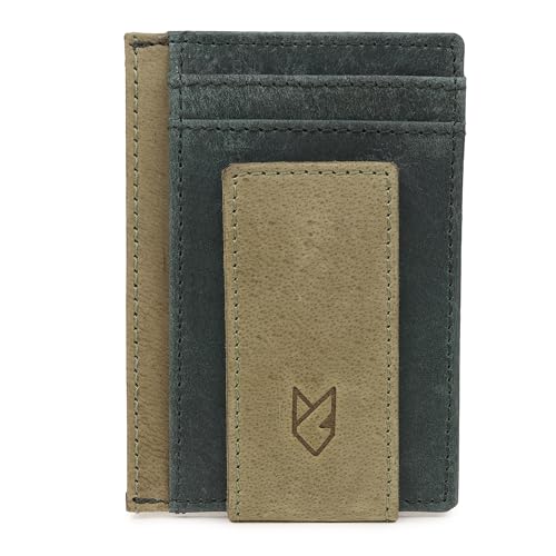 FOXHACKLE Slim Minimalist Leather Wallet with Magnetic Money Clip Front Pocket Credit Card Holder for Men and Women - Image 1