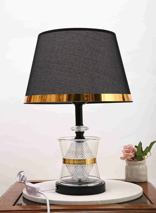 MUGATH Bedside Table Lamp, Hotel Light with LED Bulb, Crystal Nightstand Lamp with in-Line Switch, Rustic Accent Light for Home Decor, Metal Base Desk Lamp for Bedroom & Living Room (F, 40x21 cm) - Image 1