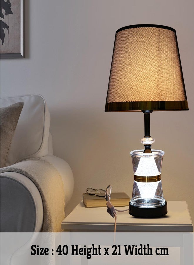 MUGATH Bedside Table Lamp, Hotel Light with LED Bulb, Crystal Nightstand Lamp with in-Line Switch, Rustic Accent Light for Home Decor, Metal Base Desk Lamp for Bedroom & Living Room (F, 40x21 cm) - Image 4