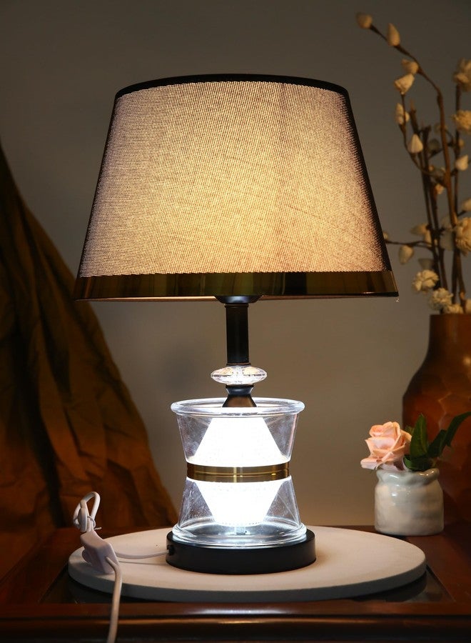 MUGATH Bedside Table Lamp, Hotel Light with LED Bulb, Crystal Nightstand Lamp with in-Line Switch, Rustic Accent Light for Home Decor, Metal Base Desk Lamp for Bedroom & Living Room (F, 40x21 cm) - Image 2
