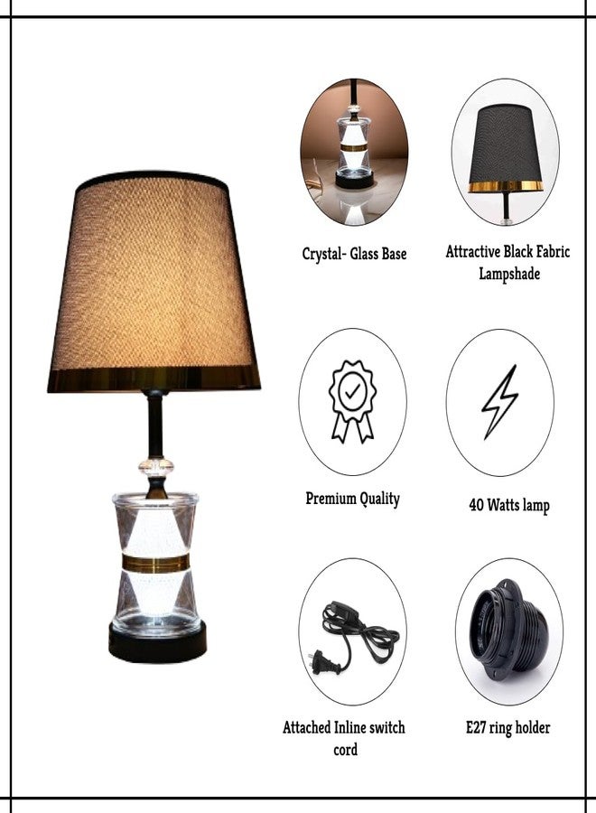 MUGATH Bedside Table Lamp, Hotel Light with LED Bulb, Crystal Nightstand Lamp with in-Line Switch, Rustic Accent Light for Home Decor, Metal Base Desk Lamp for Bedroom & Living Room (F, 40x21 cm) - Image 3