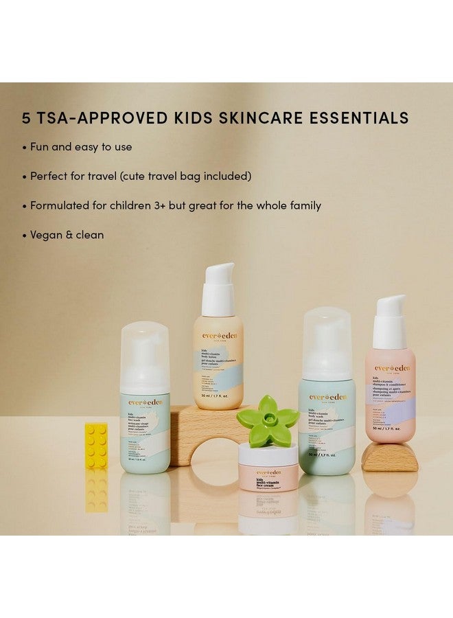 Evereden Evereden Kids Travel Set: Clean & Vegan 5-Piece Skin Care Set for Kids | Multi-Vitamin Kids Skin Care Set w/ Body Wash, Lotion, Face Wash, Cream, Shampoo & Conditioner in a Travel Bag | TSA-approved - Image 2