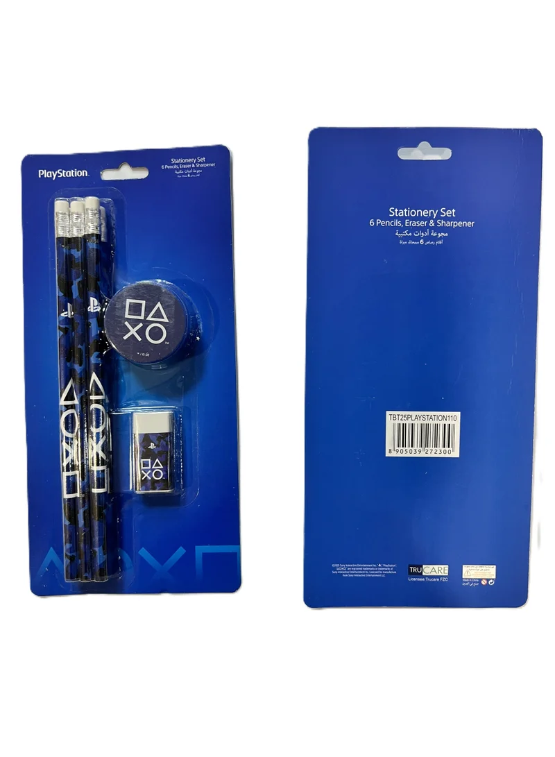 بلاي ستيشن Sony Playstation Play In Camo 8Pc Pencil Set - 6 Pencils, Eraser & Sharpener