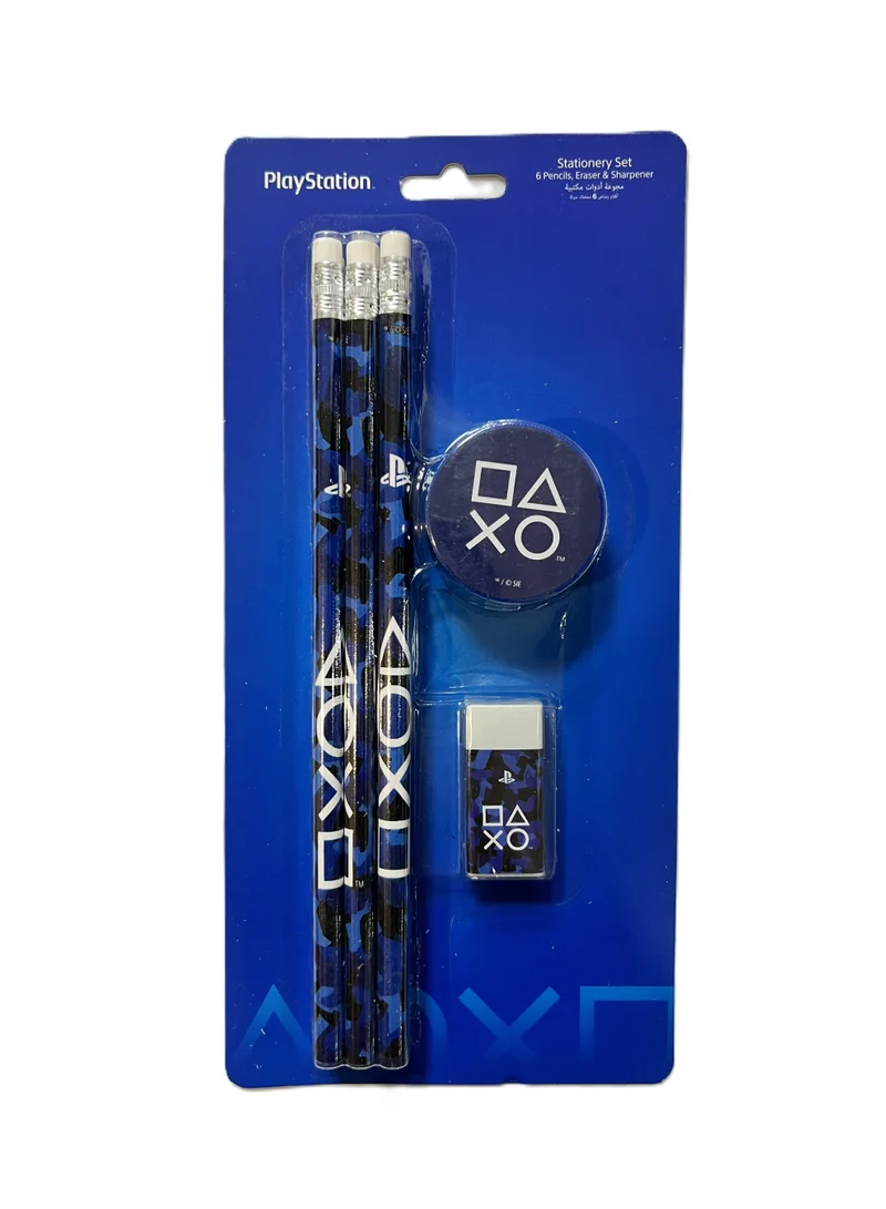 بلاي ستيشن Sony Playstation Play In Camo 8Pc Pencil Set - 6 Pencils, Eraser & Sharpener