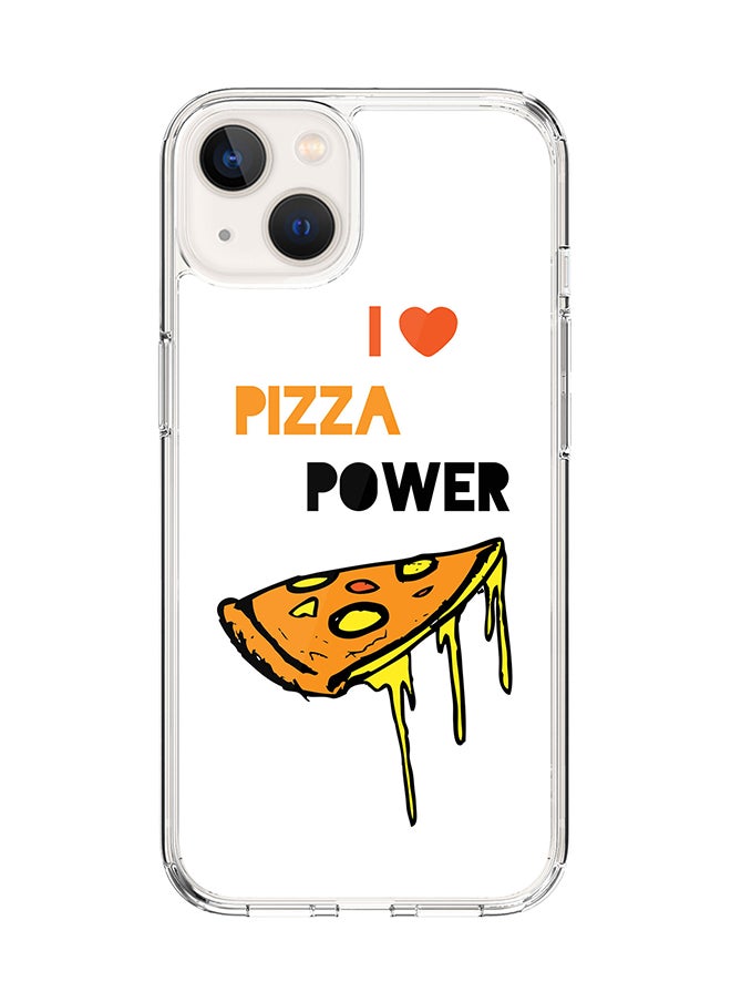 Stylizedd Classic Clear Case for Apple iPhone 15 Hybrid Soft Case Flexible Edges Anti Drop TPU PC Gel Thin Transparent Cover [ Designed for Apple iPhone 15 ] - I Love Pizza (White) Full Print  - Image 1
