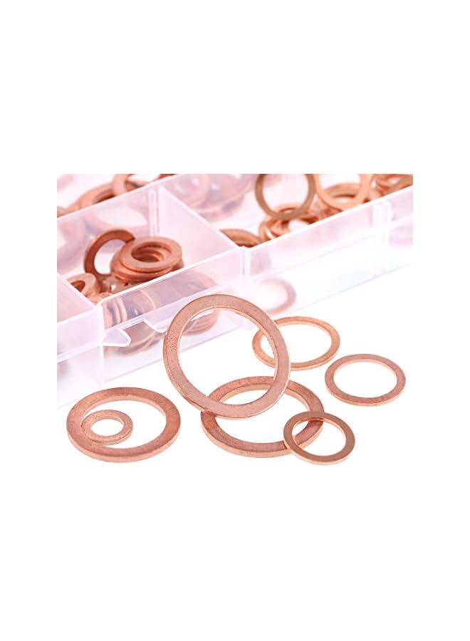 HVAZI 165pcs 9 Sizes Metric Copper Flat Ring Washers Sealing Washers
