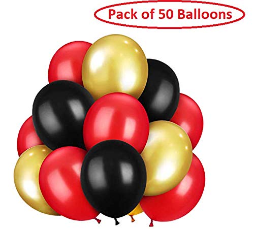HK balloons Birthday Letter Foil Balloon Set (Silver) + Hd Metallic Balloons (Red Black Gold Anniversary Decoration Kit- Pack Of 56) - Image 3