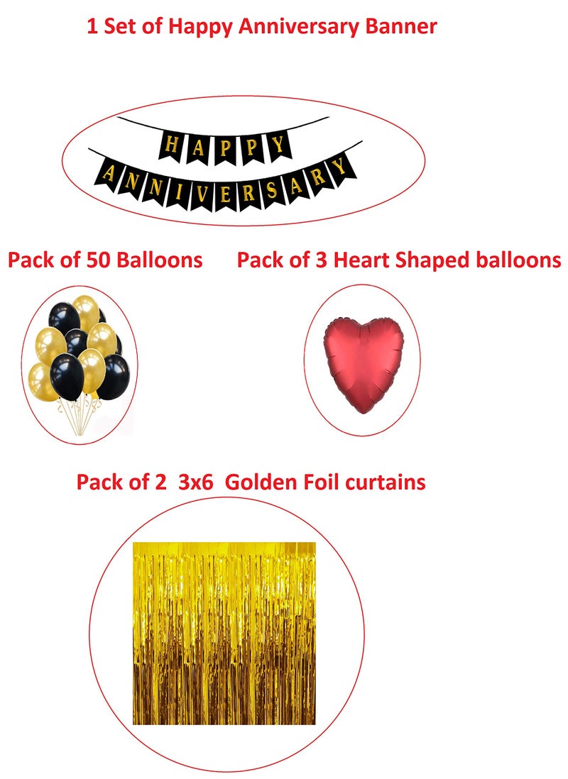 HK balloons Birthday Letter Foil Balloon Set (Silver) + Hd Metallic Balloons (Red Black Gold Anniversary Decoration Kit- Pack Of 56) - Image 2