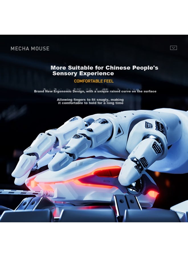 Inphic W9p Wired Gaming Mouse With Sound Version, Gaming Macro, Rgb Breathing Light Effect, Ergonomic Design, For Pubg, Cf, Lol, Mecha White