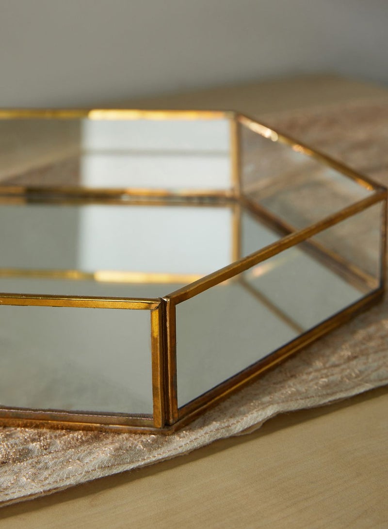 Nimah Glass Brass Tray 46 X 33 X 1.5 Cms - Image 2