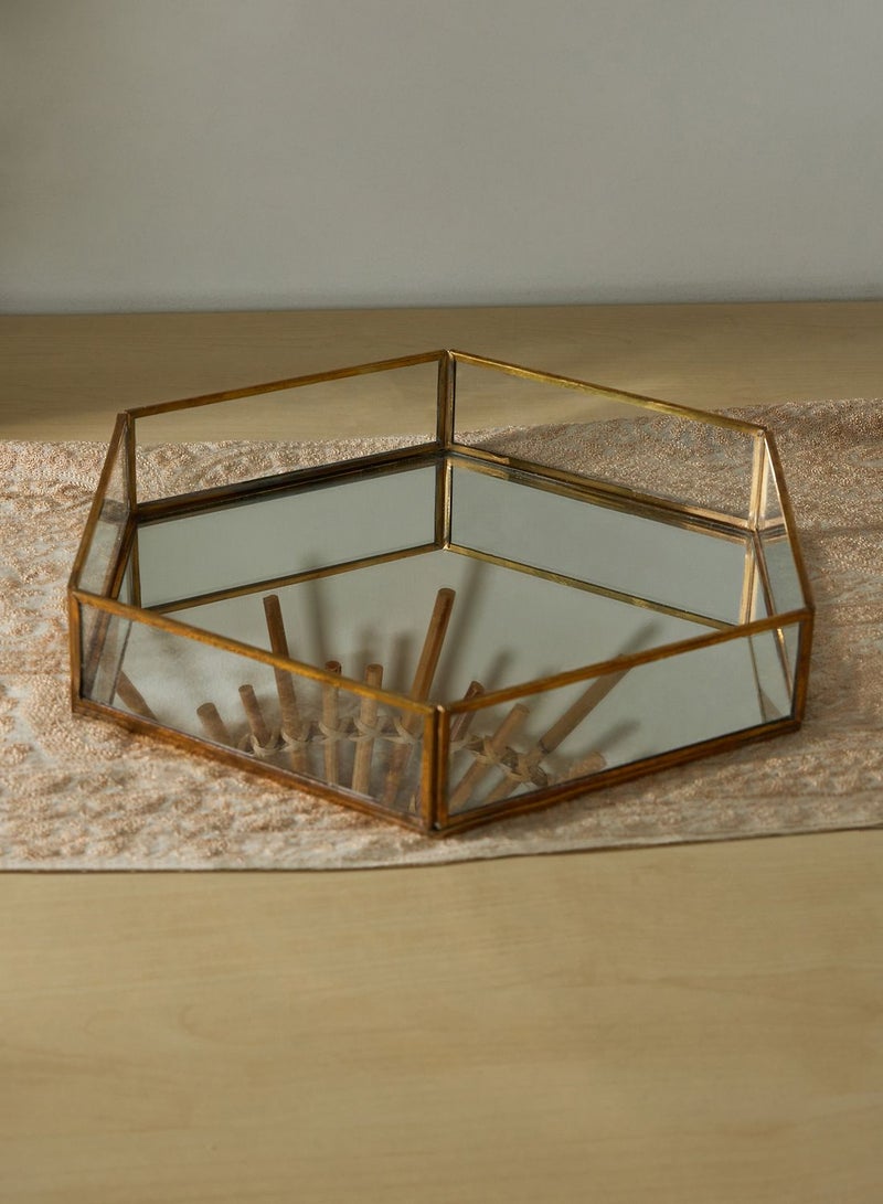 Nimah Glass Brass Tray 46 X 33 X 1.5 Cms - Image 1