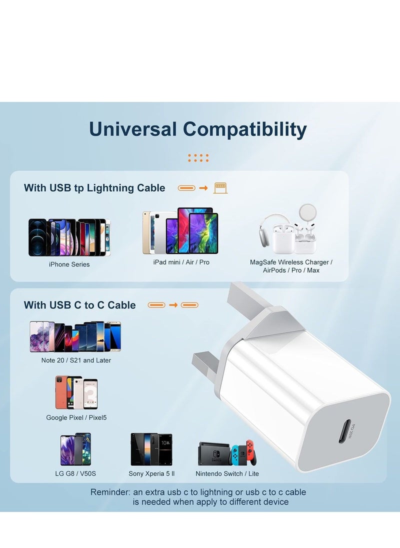 BGM - 20W USB C Charger Plug, PD Fast Charge Type C Wall Adapter, Power Delivery Fast Charger Compatible with iPhone Apple 12 11 XS XR X 8 7 Plus SE, iPad Pro, Samsung Galaxy S20, Wireless Charger Original - Image 1