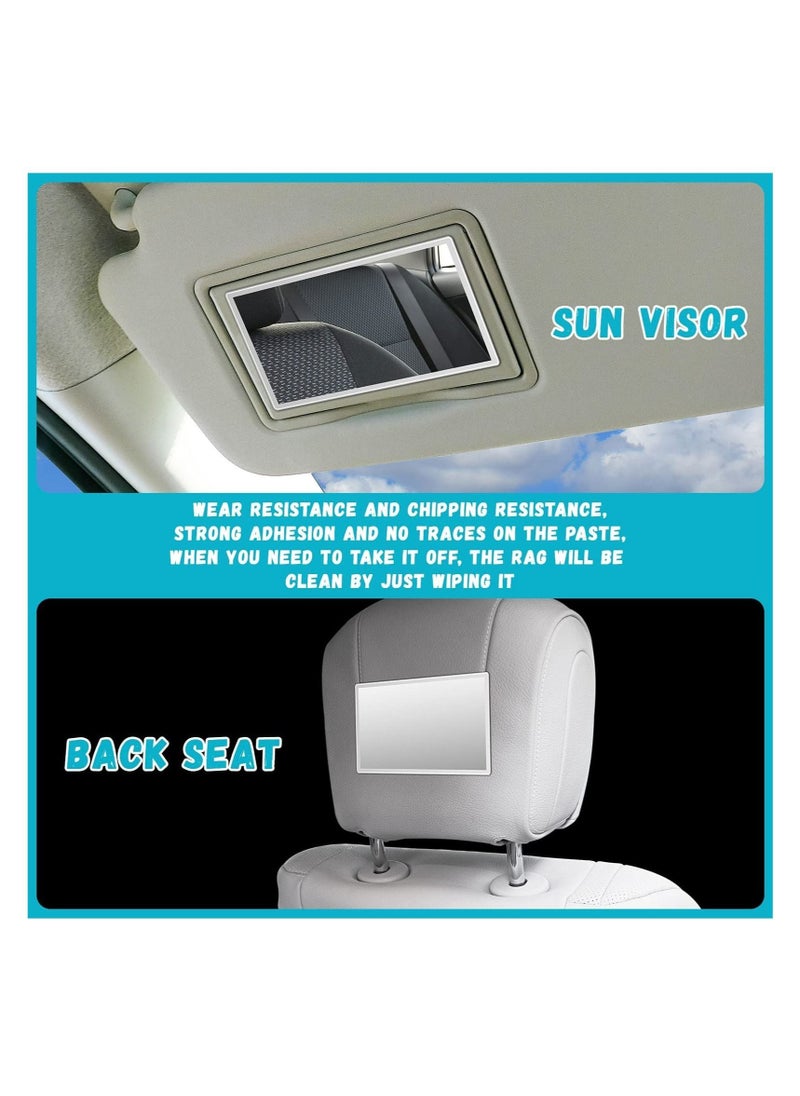 SYOSI 2 Pieces Car Visor Mirrors Makeup Mirror for Car Visor Stick on Car Vanity Mirror Sun-Shading Cosmetic Mirror Large Stainless Steel Wife Girlfriend Make Up in Car 5.91 x 3.15 Inch and 4.33 x 2.36 Inch  - Image 3