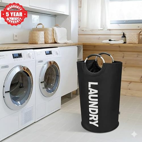Velolight 82L Large Foldable Laundry Basket with Handles, Waterproof Hamper for Dirty Clothes (72cm x 38cm) - Black - Image 5