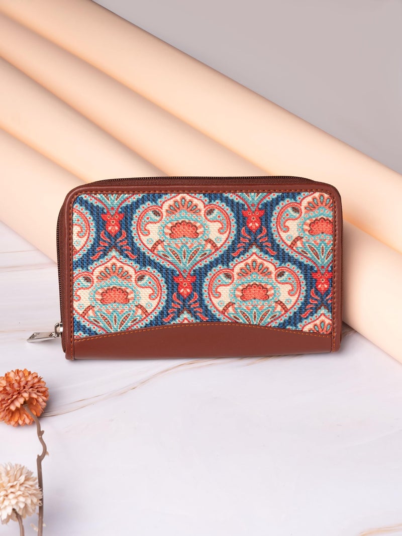 ZOUK Women's Handmade Vegan Leather Wallets and Jute Purse for Ladies - Clutch with Indian Print - Wallets for Mobile Phones - Image 2