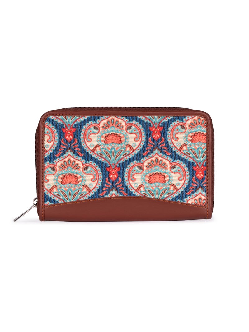 ZOUK Women's Handmade Vegan Leather Wallets and Jute Purse for Ladies - Clutch with Indian Print - Wallets for Mobile Phones - Image 1