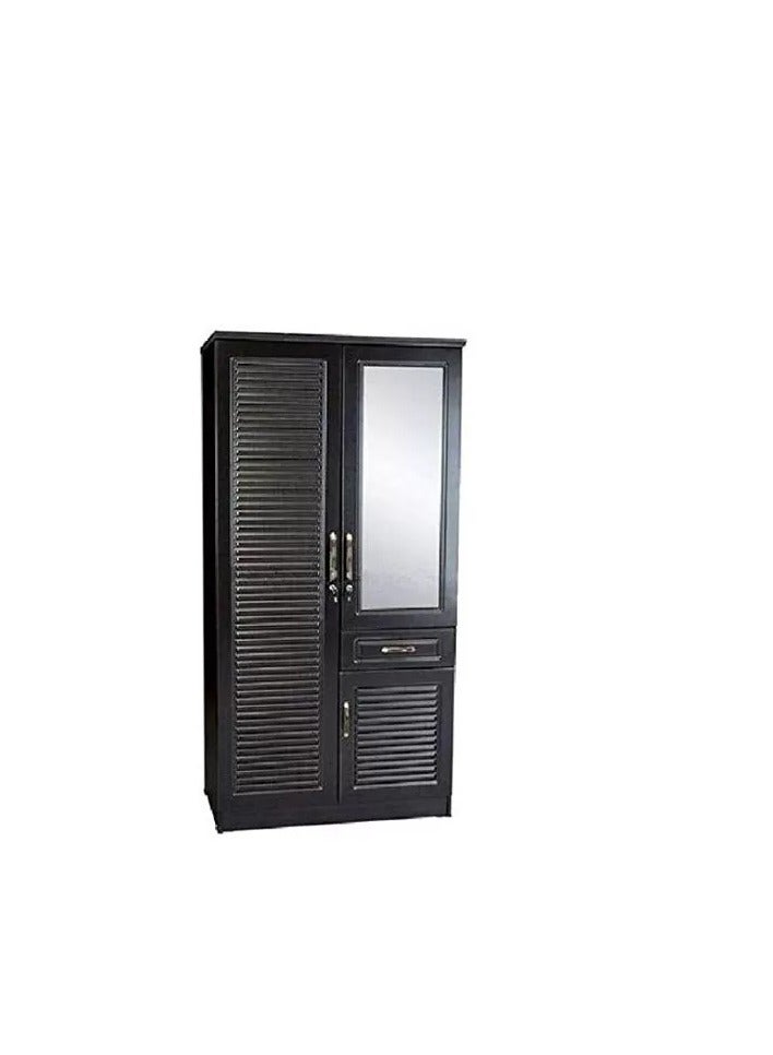 Generic Galaxy Design 2 Door Wooden Wardrobe With 1 Drawer Size (100 x 200 x 55 cm) Color Wenge/Dark Brown  - Image 1