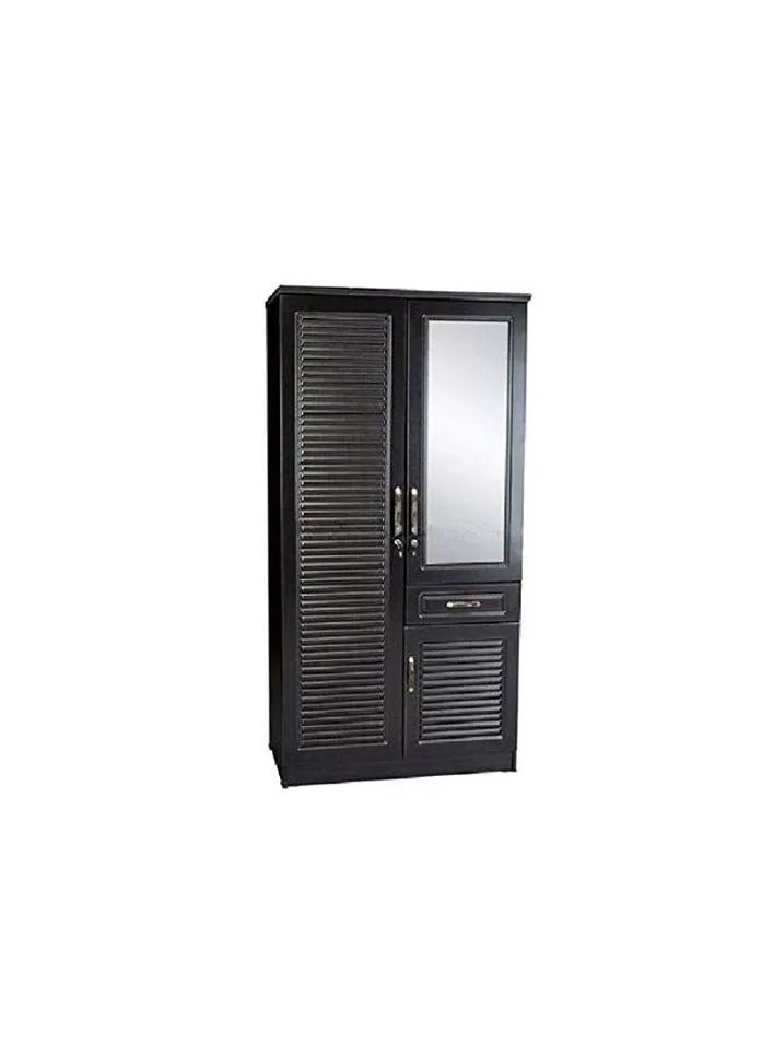Generic Galaxy Design 2 Door Wooden Wardrobe With 1 Drawer Size (100 x 200 x 55 cm) Color Wenge/Dark Brown  - Image 3