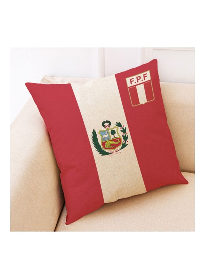 NIBEMINENT Printed World Soccer Themed Decorative Cushion Cover Red/Beige/Green 45x45centimeter