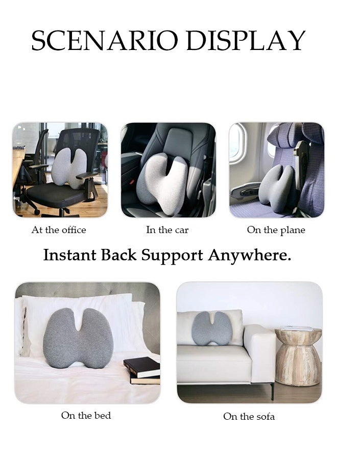 DUNISO Office Chair Lumbar Support Pillow，Memory Foam Back Cushion with Pillowcase and Adjustable Straps，Ergonomic Design Orthopedic Backrest for Lower Back Pain Relief Posture，for Home, Office, Car - Image 4