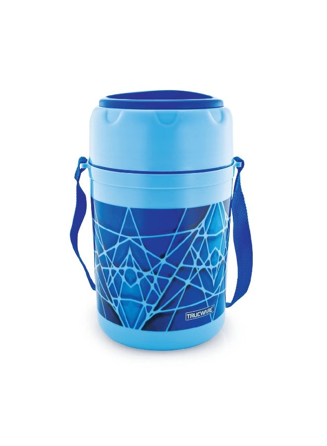 Trueware Trendy 4 Inner Steel Outer Plastic thermoware Lunch Box | 4 Container 300 ML Each-Blue | PU Insulated | Lunch Box | Tiffin | Hot Lunch Box - Image 3