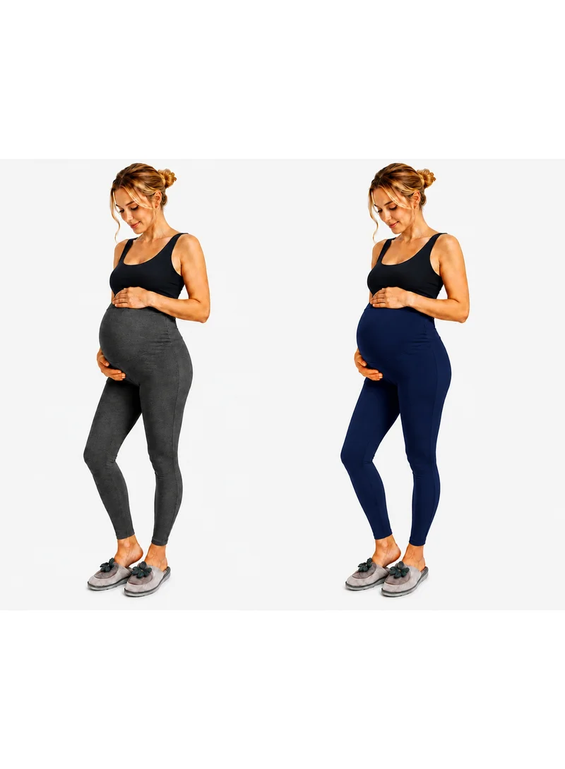 TUMMY Pack of 2 Viscose Solid High Waist Maternity Leggings