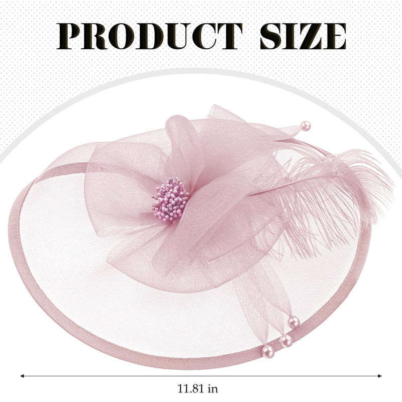 Zinniday Pink Feather Victoria Fascinator - Elegant 2026 Derby Fascinators Attire Hat with Hairpin,1920s 50s Tea Party Kentucky Hats for Lady Women Girls Masquerade Accessories, 11.81 â€œx9.84â€ - Image 4