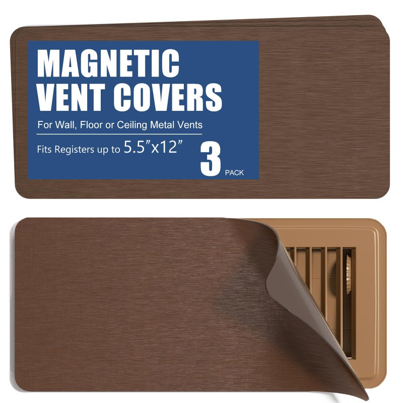 BEWAVE High Strength Magnetic Vent Covers for Home Ceiling Metallic Air Vent Covers for Floor Wall Ceiling Steel Registers RV HVAC and AC 55 x 12 Set of 3